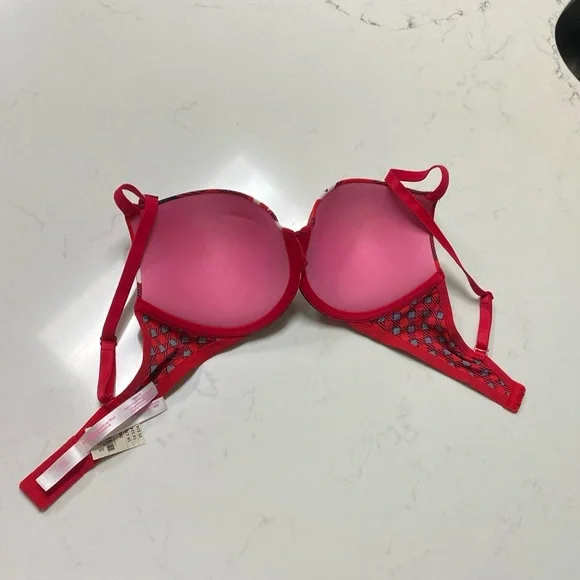 Victoria's Secret PINK Bra 34D Wear Everywhere Push-Up Plaid with Logo - Picture 8 of 16